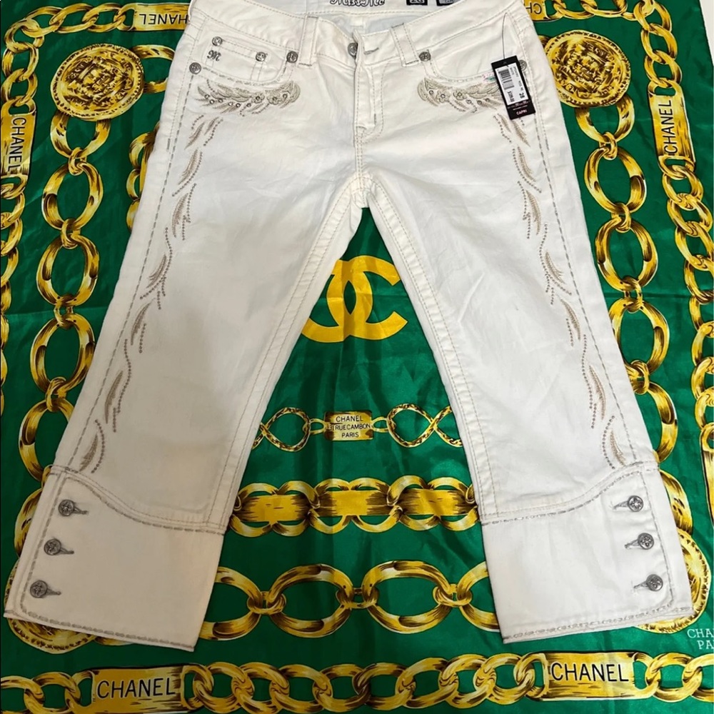 Miss me capri jeans color white size 28